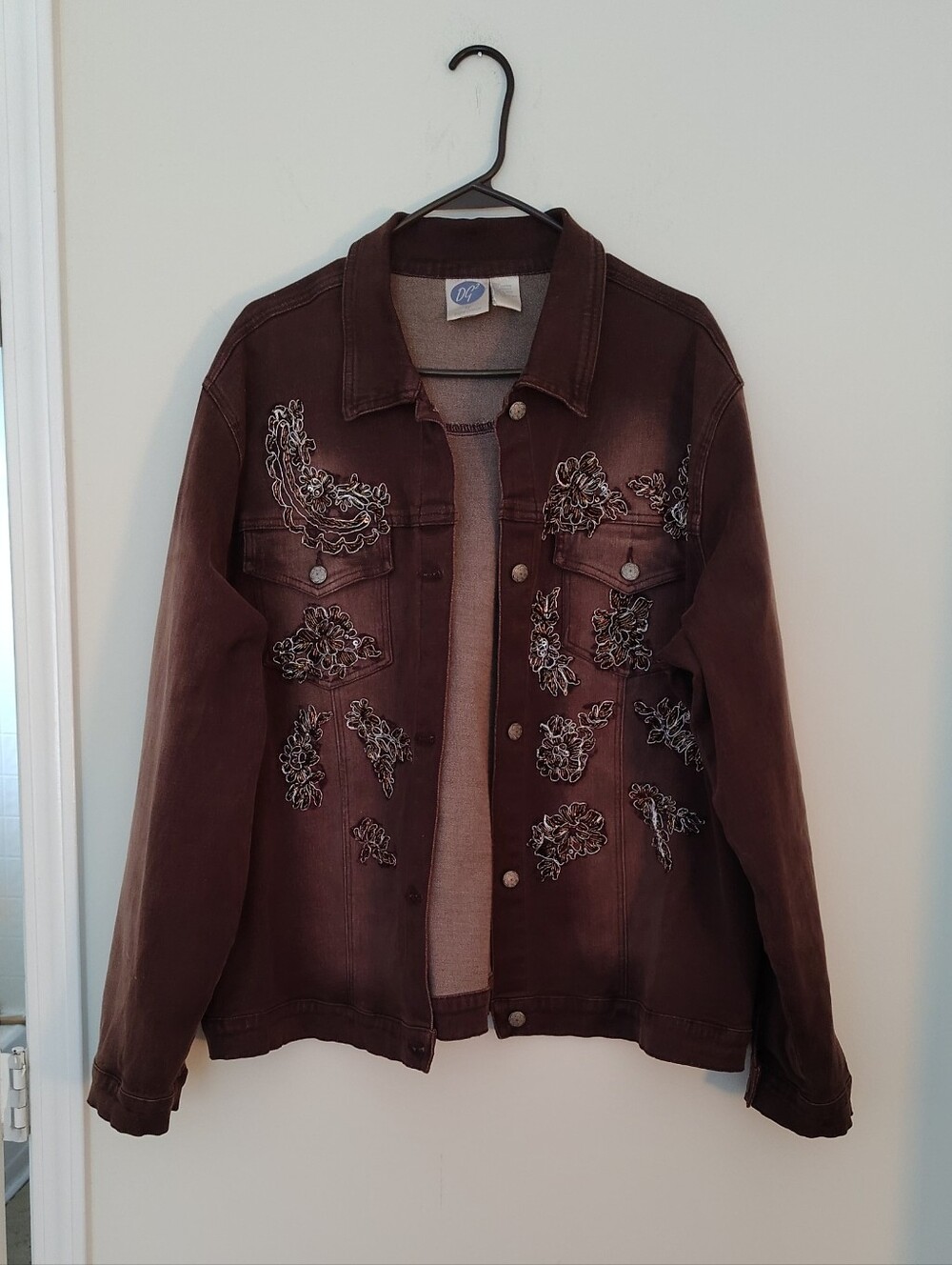 Diane Gilman Brown Embroidered Denim Jacket